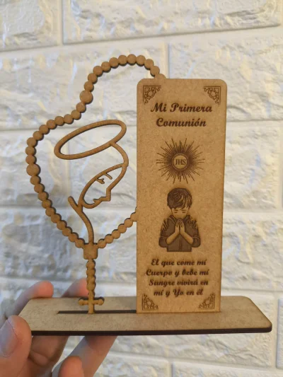 Rosario con placa de Primera Comunión